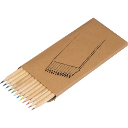 Kredki drewniane 12 kolorów MENORCA z nadrukiem logo