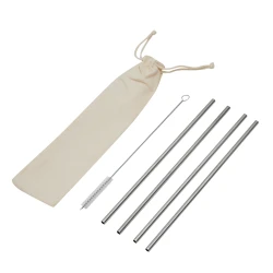 Zestaw słomek ze stali nierdzewnej DRINK FRIENDLY z logo firmy