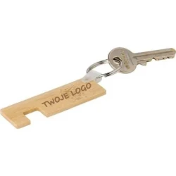 Bambusowy brelok do kluczy, stojak na telefon z naniesieniem logo