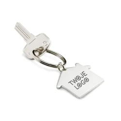 Metalowy brelok, kształt domu HEIM z logo firmy