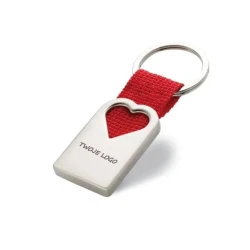 Metalowy brelok, serce BONHEUR z naniesieniem logo