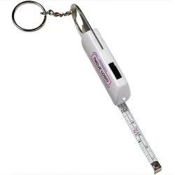 Brelok do kluczy, lampka LED, otwieracz do butelek, miara 1m do nałożenia logo