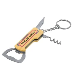 Bambusowy nóż kelnerski, otwieracz do butelek, brelok z logo