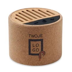 Korkowy głośnik bezprzewodowy ROUND + z logo firmy