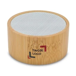 Bambusowy głośnik Bluetooth Soundy z logo firmy
