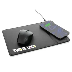 Podkładka pod mysz Swiss Peak, ładowarka bezprzewodowa 10W, PU z recyklingu do drukowania logo