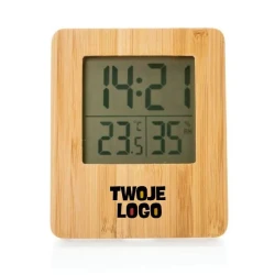 Bambusowa stacja pogodowa z nadrukiem logo