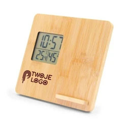 Bambusowa ładowarka bezprzewodowa 10W, stacja pogodowa | Kahele do naniesienia logo