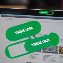 Zaślepka na kamerę w laptopie z logo firmy