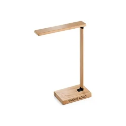 MOREY. Składana lampka biurkowa z superszybką ładowarką bezprzewodową 15 W z bambusa z logo