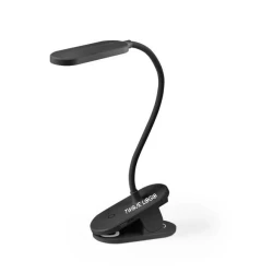 NESBIT II. Przenośna lampka biurkowa z klipsem i 30-godzinnym czasem pracy przy 65% rABS z nadrukiem logo