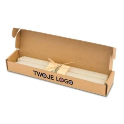 Zestaw 2 długich świec z wosku pszczelego Biella z logo