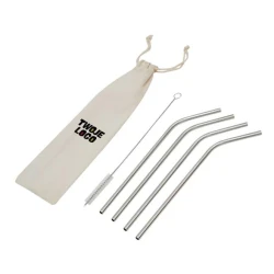 Zestaw słomek ze stali nierdzewnej DRINK HAPPY z nadrukiem na zamówienie