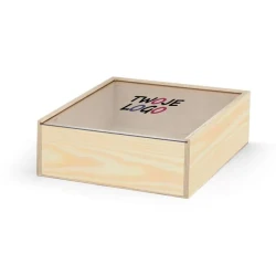 BOXIE CLEAR L. Drewniane pudełko L z nadrukiem logo