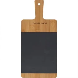 Deska kuchenna bambusowa z łupkiem z nadrukiem logo