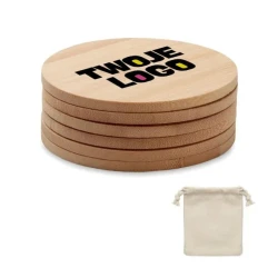 Zestaw 6 bambusowych podstawek BAYIN SET z naniesieniem logo