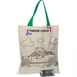 Torba bawełniana do kolorowania z kredkami z logo