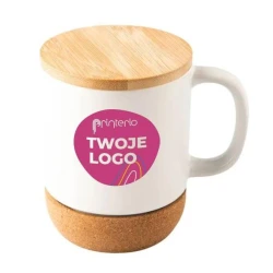 Kubek ceramiczny z bambusową przykrywką Giulia z logo