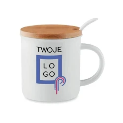 Porcelanowy kubek z łyżeczką KENYA do naniesienia logo