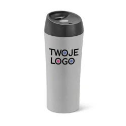 MONARDA. Kubek podróżny 470 ml ze stali nierdzewnej i PP z nadrukiem na zamówienie