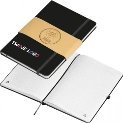 Notatnik A5 w linie z zamknięciem na gumkę z logo firmy