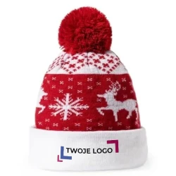 Czapka zimowa, świąteczny wzór z nadrukiem na zamówienie