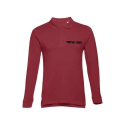 THC BERN. Męska koszulka polo z długim rękawem z bawełny zgrzebnej do nałożenia logo