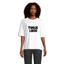 BOXY WOMEN T-SHIRT OVERSIZE BOXY WOMEN z logo firmy