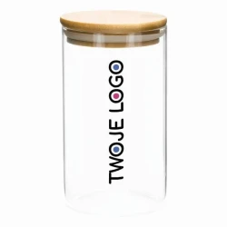 Szklany słoik ECO STORAGE M, pojemność ok. 700 ml z logo firmy