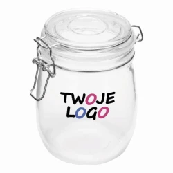 Szklany słoik CLICKY L, pojemność ok. 750 ml. z nadrukiem na zamówienie