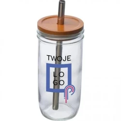Szklanka z pokrywką i słomką 650 ml do naniesienia logo