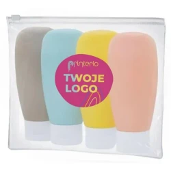 Zestaw podróżny, kosmetyczka, 4 pojemniki z nadrukiem na zamówienie