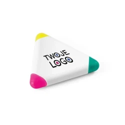 TRIAN. Zakreślacz z polipropylenu w kształcie trójkąta, 3 kolory do nałożenia logo